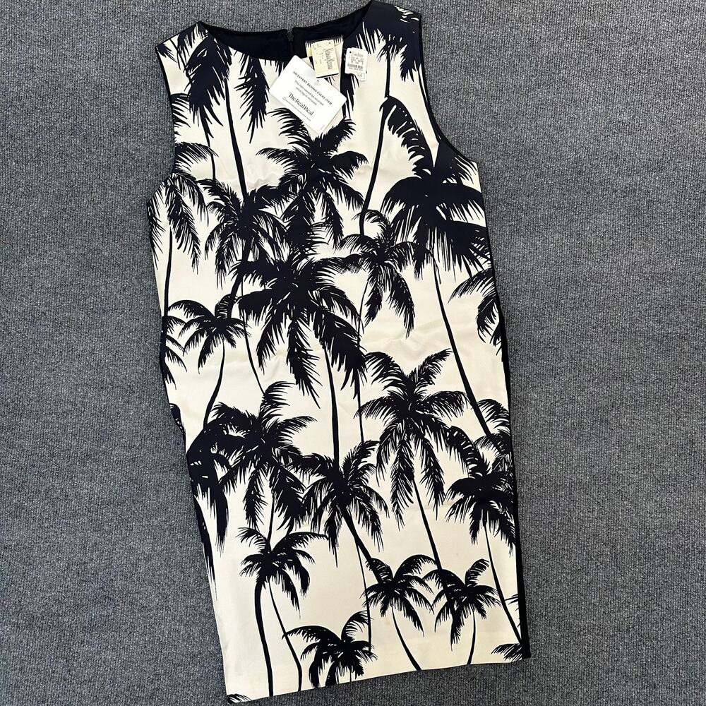 NEW Fausto Puglisi Women's Palm Tree Silk Dress Sleeveless Tropical Hawaiian 4